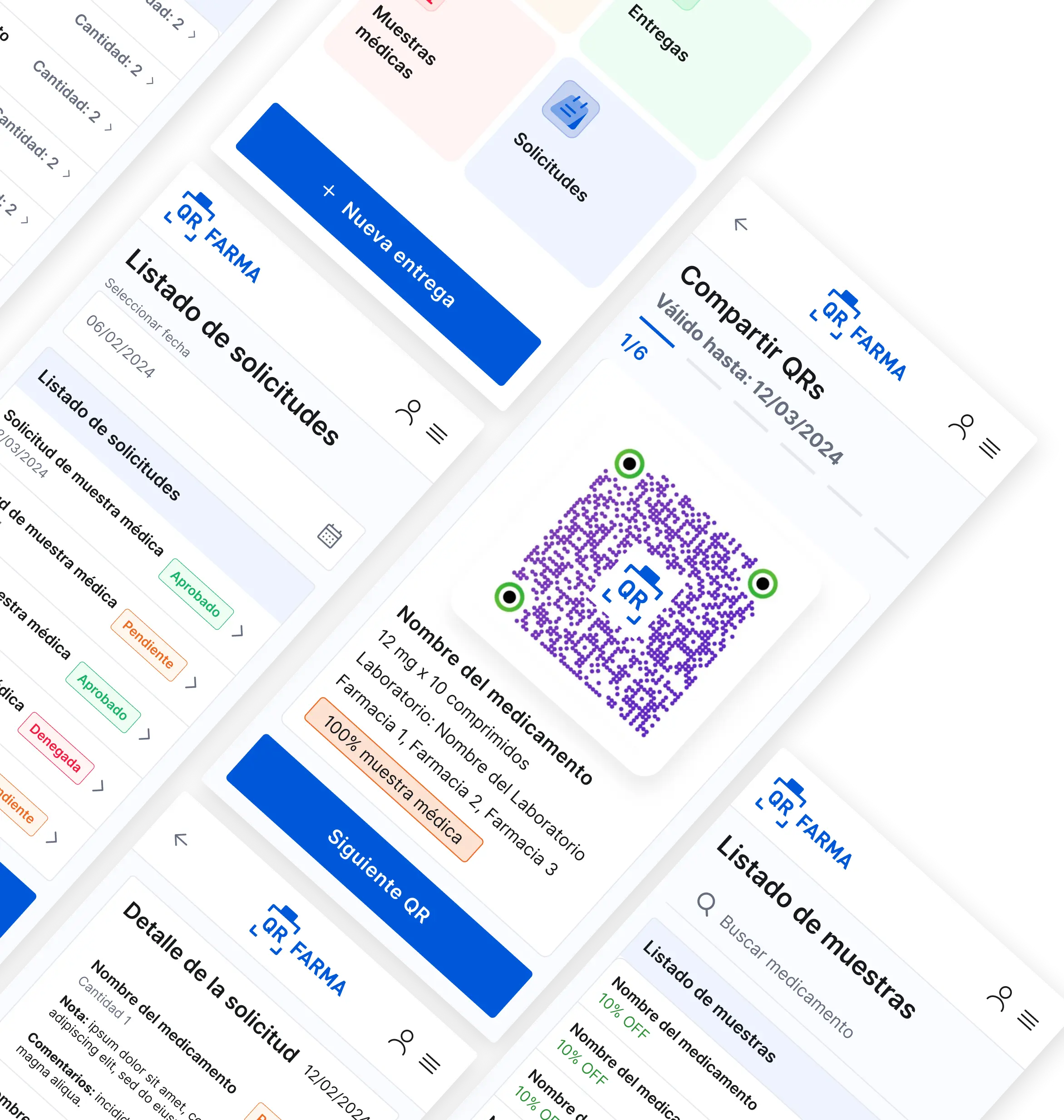 QR FARMA app interface for managing medical samples with QR codes