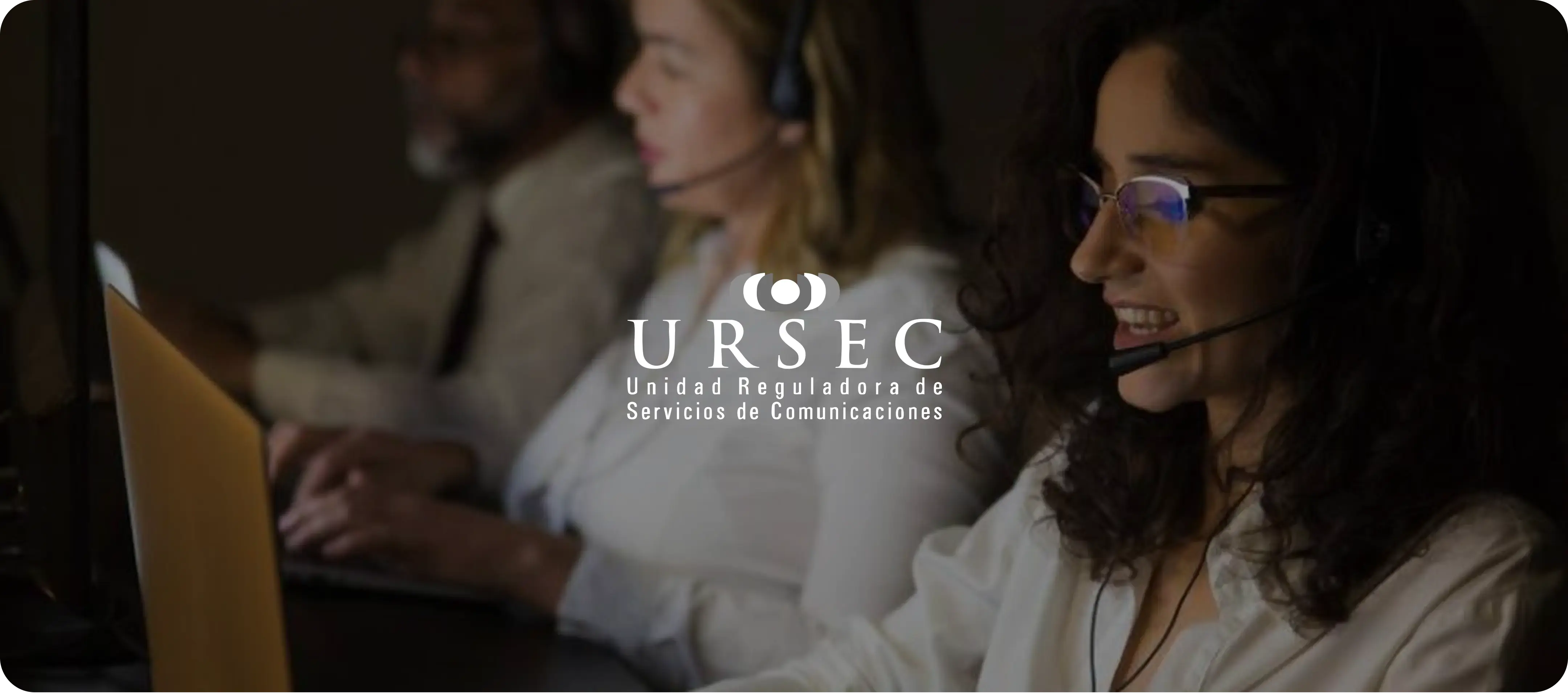 URSEC logo overlay on photo of call center agents working